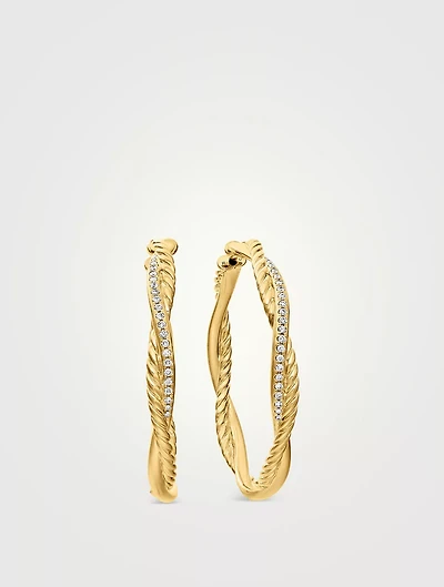 Infinity Hoop Earrings In 18k Yellow Gold With Diamonds, 42mm