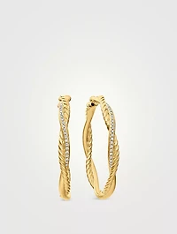 Infinity Hoop Earrings In 18k Yellow Gold With Diamonds, 42mm