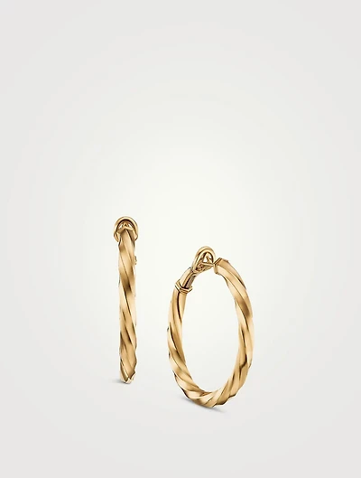 Cable Edge® Hoop Earrings In 18k Yellow Gold