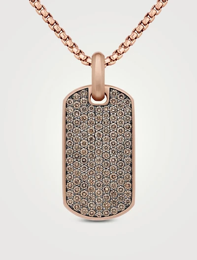 Chevron Tag In 18k Rose Gold With Cognac Diamonds, 35mm