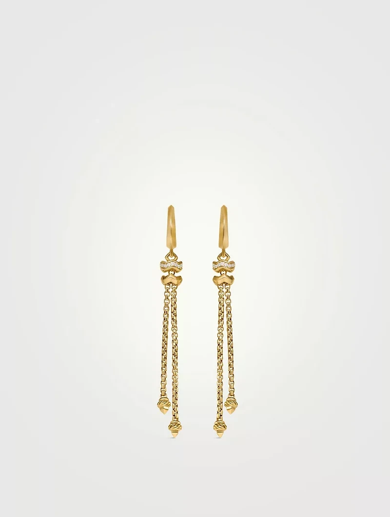Zig Zag Stax™ Chain Drop Earrings In 18k Yellow Gold With Diamonds, 66mm
