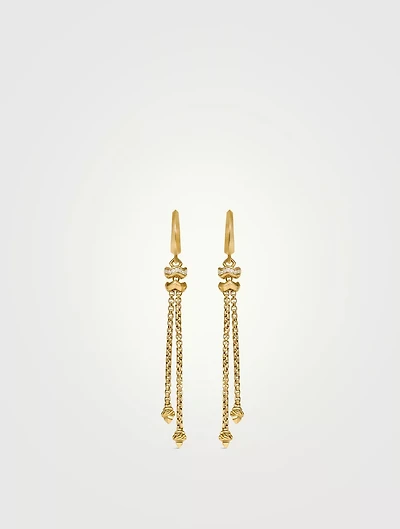 Zig Zag Stax™ Chain Drop Earrings In 18k Yellow Gold With Diamonds, 66mm