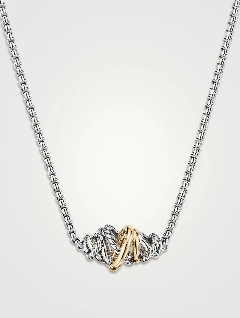 Crossover Single Station In Sterling Silver With 18k Yellow Gold