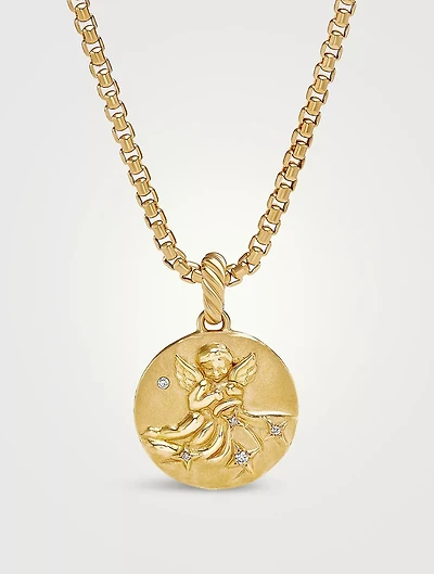 Aquarius Amulet In 18k Yellow Gold With Diamonds