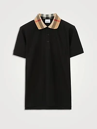 Check Collar Cotton Polo Shirt