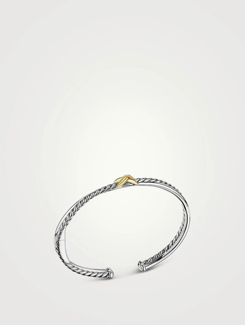 Petite X Center Station Bracelet Sterling Silver With 18k Yellow Gold