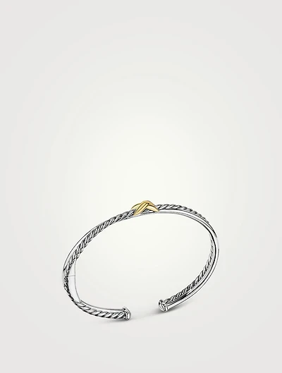 Petite X Center Station Bracelet Sterling Silver With 18k Yellow Gold