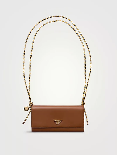 Wallet With Leather Shoulder Strap