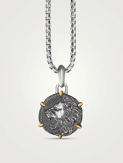 Leo Amulet In Sterling Silver With 18k Yellow Gold