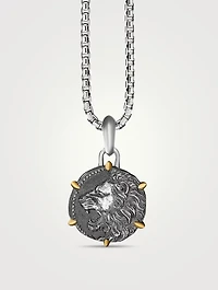 Leo Amulet In Sterling Silver With 18k Yellow Gold