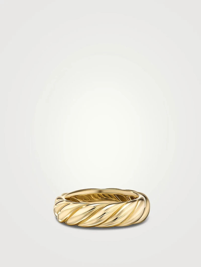 Sculpted Cable Band Ring 18k Yellow Gold, 6mm