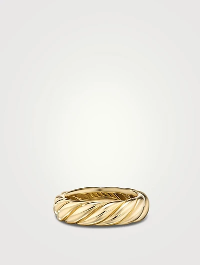 Sculpted Cable Band Ring 18k Yellow Gold, 6mm