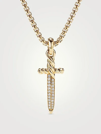 Petrvs® Dagger Amulet In 18k Yellow Gold With Pavé Diamonds