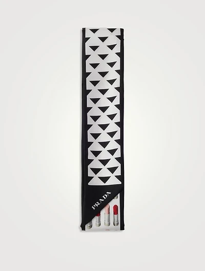 Printed Silk Twill Skinny Scarf