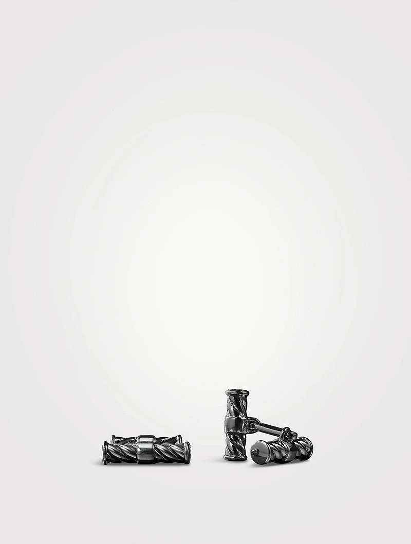 Cable Elongated Cufflinks In Sterling Silver