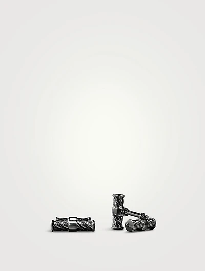 Cable Elongated Cufflinks In Sterling Silver