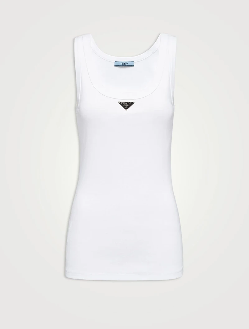 Ribbed Knit Jersey Tank Top