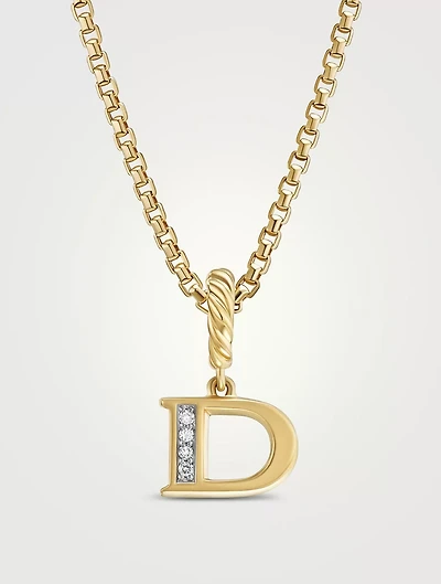 Pavé D Initial Pendant In 18k Yellow Gold With Diamonds