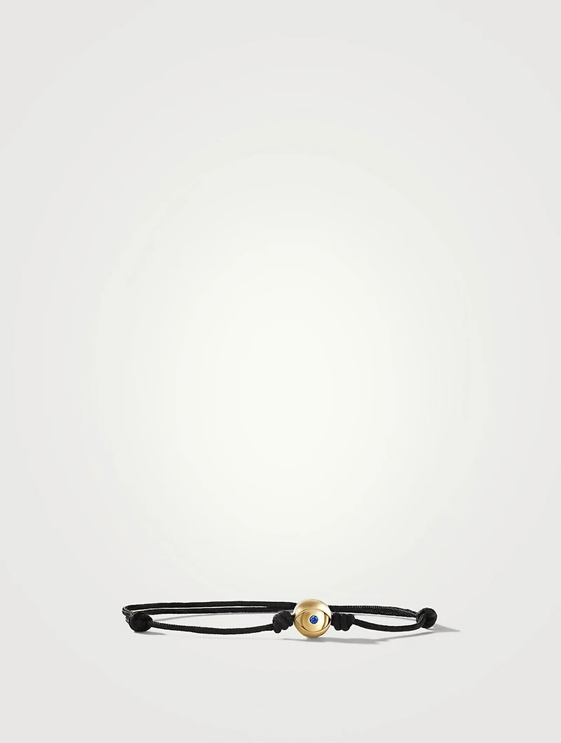 Evil Eye Black Cord Bracelet With 18k Yellow Gold And Sapphire