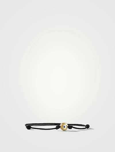 Evil Eye Black Cord Bracelet With 18k Yellow Gold And Sapphire