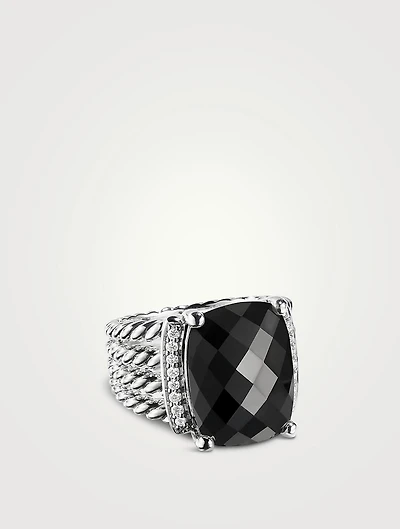 Wheaton® Ring Sterling Silver With Black Onyx And Pavé Diamonds