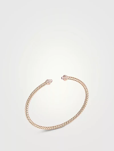 Cablespira® Bracelet 18k Rose Gold With Morganite And Pavé Diamonds