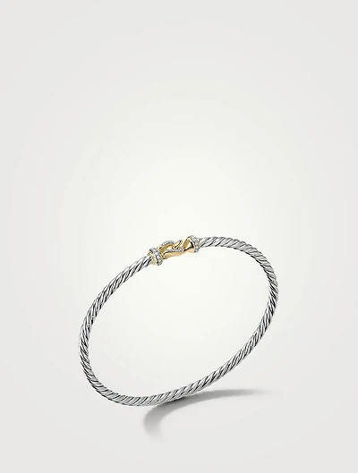 Buckle Bracelet Sterling Silver With 18k Yellow Gold And Pavé Diamonds
