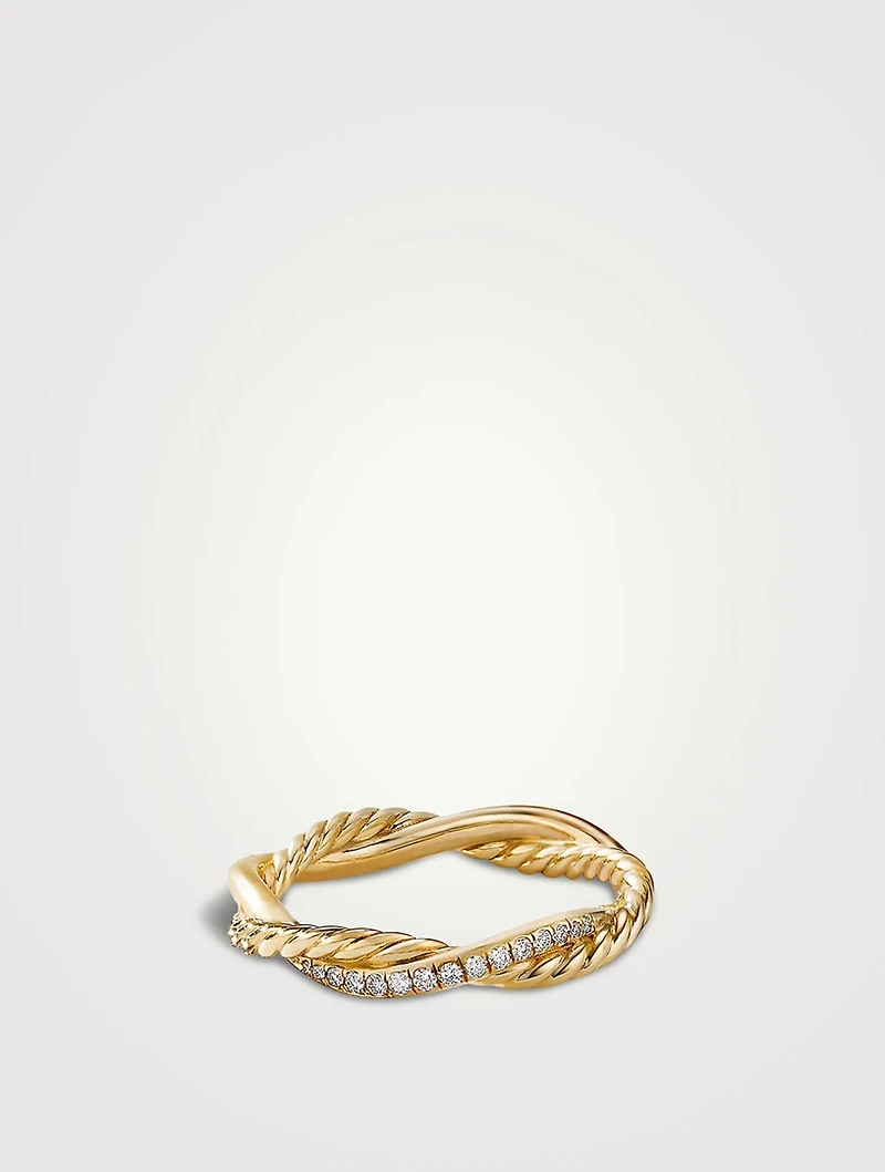 Petite Infinity Band Ring 18k Yellow Gold With Pavé Diamonds