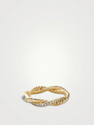 Petite Infinity Band Ring 18k Yellow Gold With Pavé Diamonds