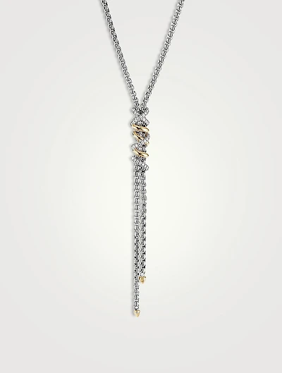 Helena Y Necklace In Sterling Silver With 18k Yellow Gold With Pavé Diamonds