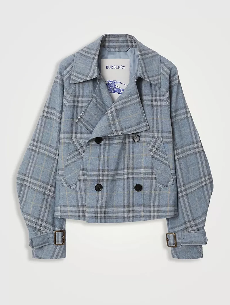 Check Silk Blend Trench Jacket