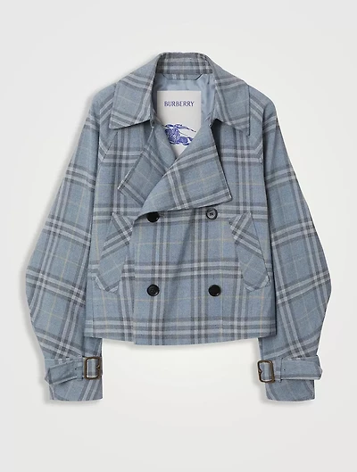 Check Silk Blend Trench Jacket