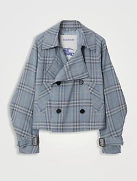 Check Silk Blend Trench Jacket