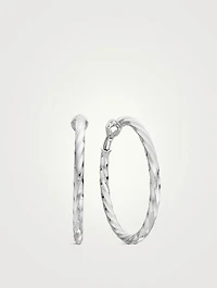 Cable Edge® Hoop Earrings In Sterling Silver, 2in