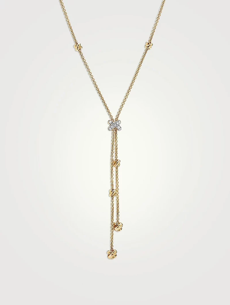 Petite Helena Y Necklace In 18k Yellow Gold With Pavé Diamonds