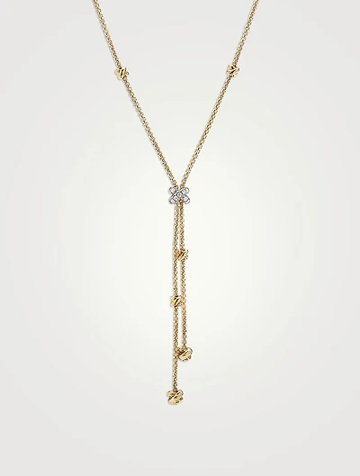 Petite Helena Y Necklace In 18k Yellow Gold With Pavé Diamonds