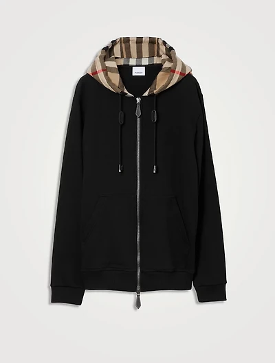Check Hood Cotton Zip Hoodie