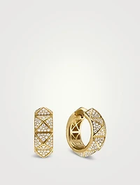Pyramid Hoop Earrings In 18k Yellow Gold With Diamonds