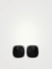 Streamline® Inlay Cufflinks In Sterling Silver With Black Onyx, 18mm