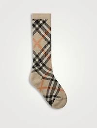 Check Cotton Blend Socks