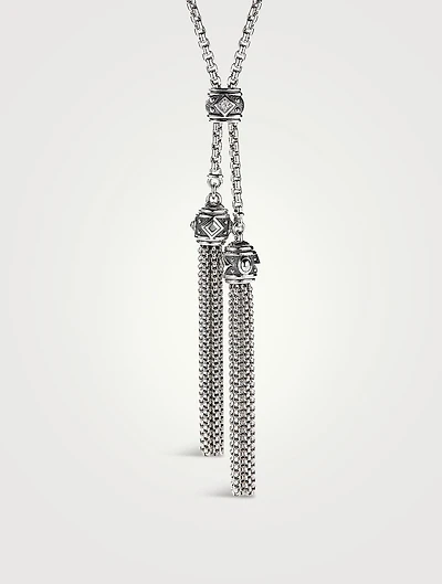 Renaissance Tassel Necklace In Sterling Silver With Pavé Diamonds