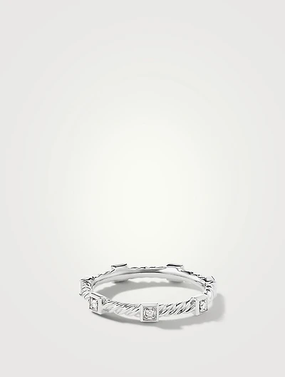 Cable Collectibles® Stack Ring 18k White Gold With Diamonds
