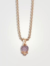 Skull Charm With Full Pavé Pink Sapphires And 18k Rose Gold