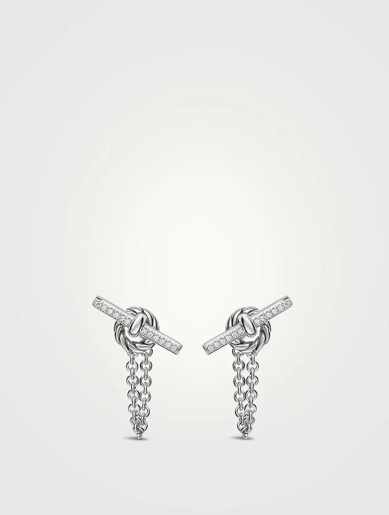 Dy Mercer® Petite Toggle Chain Stud Earrings In Sterling Silver With Diamonds, 38.2mm