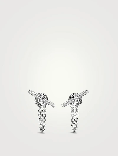 Dy Mercer® Petite Toggle Chain Stud Earrings In Sterling Silver With Diamonds, 38.2mm