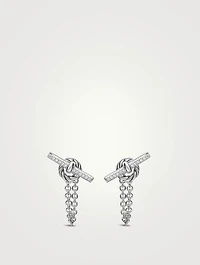 Dy Mercer® Petite Toggle Chain Stud Earrings In Sterling Silver With Diamonds, 38.2mm
