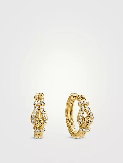 Thoroughbred Loop Hoop Earrings In 18k Yellow Gold With Diamonds, 19mm
