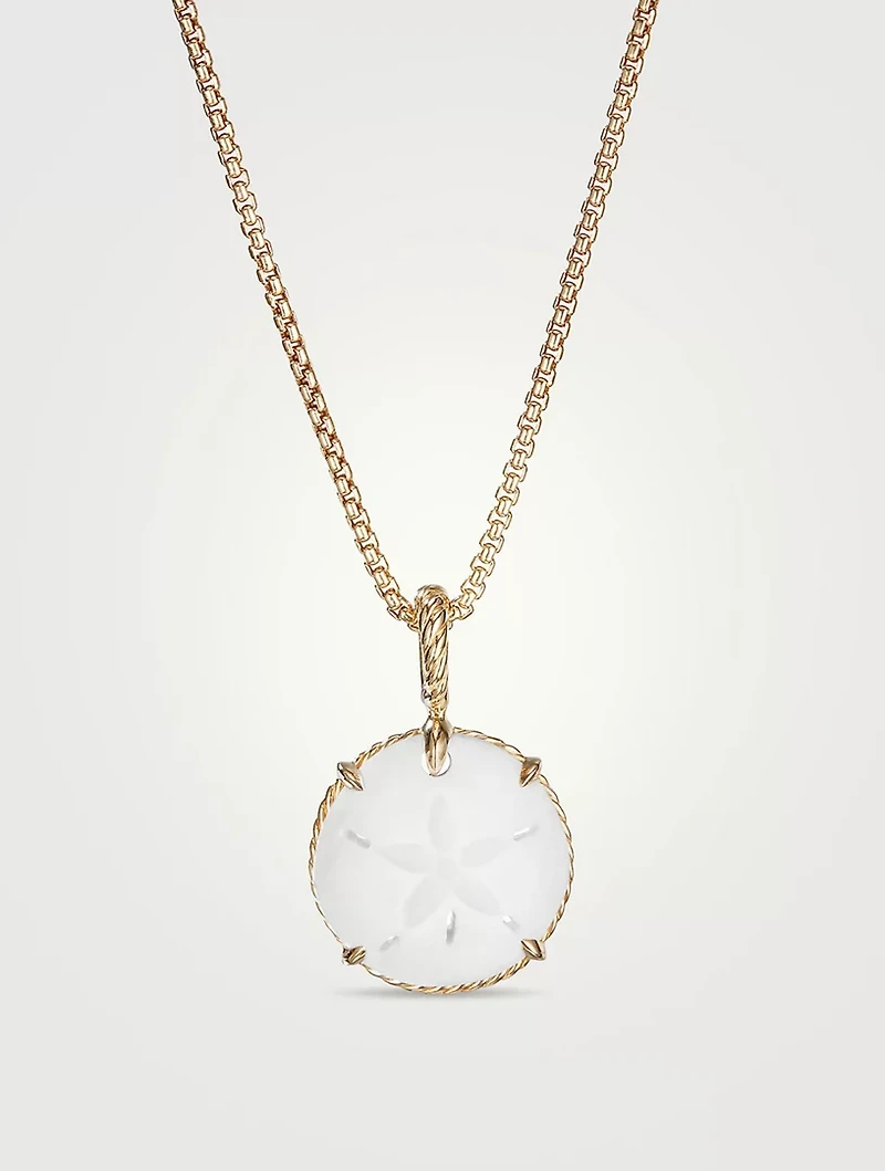 Sand Dollar Amulet With White Agate And 18k Yellow Gold