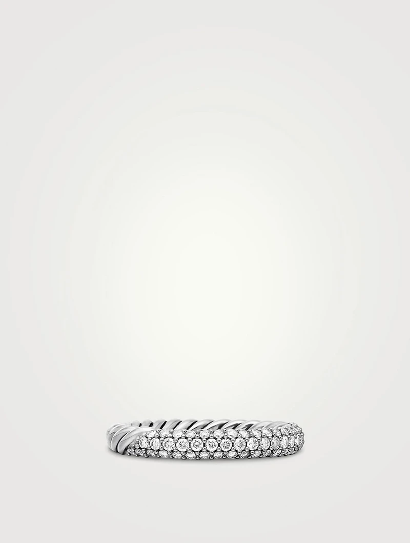 Petite Pavé Stack Ring Sterling Silver With Diamonds, 3mm