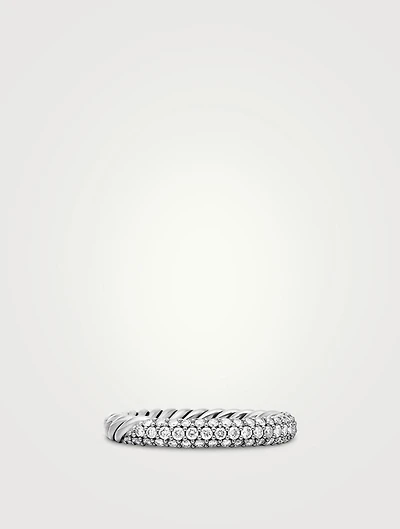 Petite Pavé Stack Ring Sterling Silver With Diamonds, 3mm